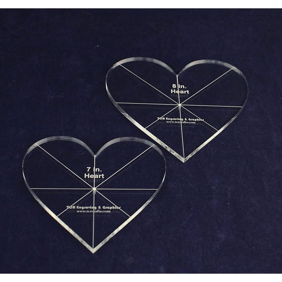 Heart Template 2 Piece Set. 7,8 Inches - 1/4 Inch Thick