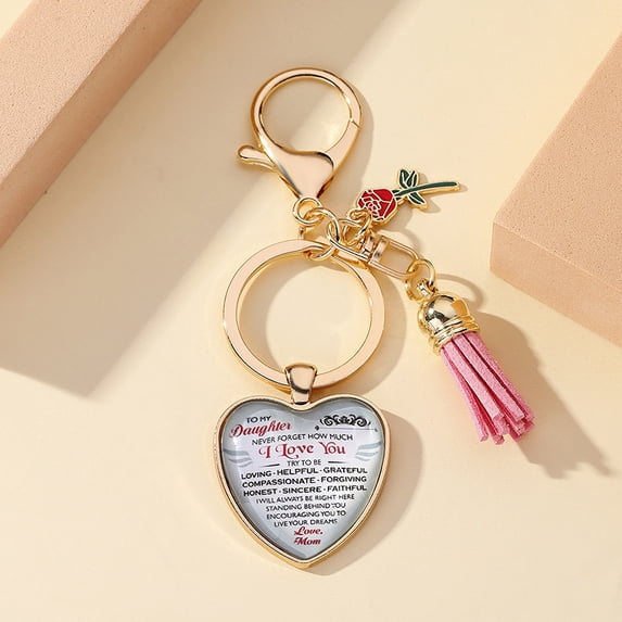 Heart Time Gem Pendant Keychain Mom Key Ring Pendant Mother's Day Gift