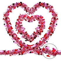 Heart Tinsel Garlands Decor,Tutuviw 20FT Red Pink White Tinsel Twist Garland,Shiny Metallic Streamer Twist Garland Hanging Decorations for Indoor Outdoor Tree Valentines Day