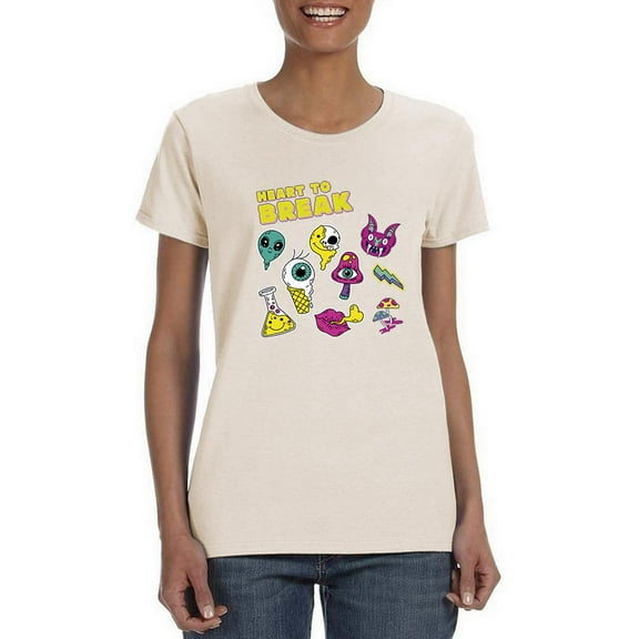 Heart To Break Icons T-Shirt Women -Smartprints Designs, Female 5X-Large
