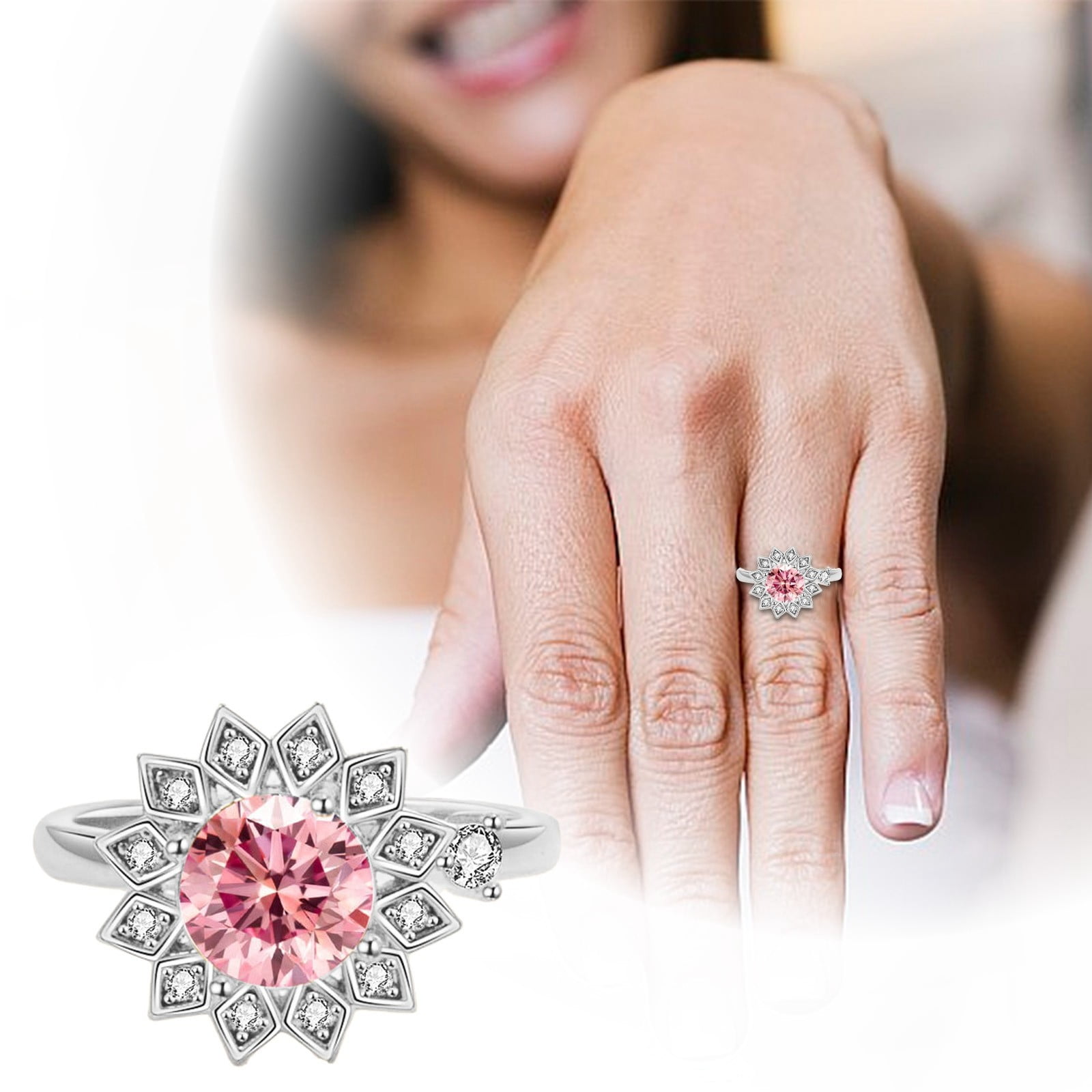 Heart Toe Ring Unzip Rotating Ring Female Rotating Sunflower Opening