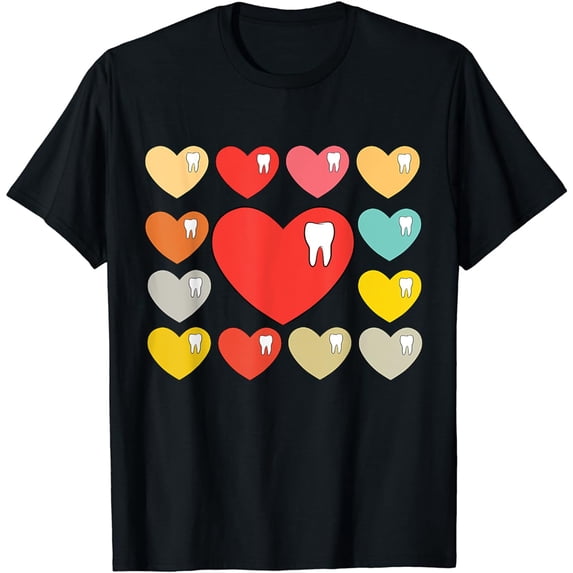 Heart Tooth Valentines Day Cute Dentist Dental Hygienist T-Shirt