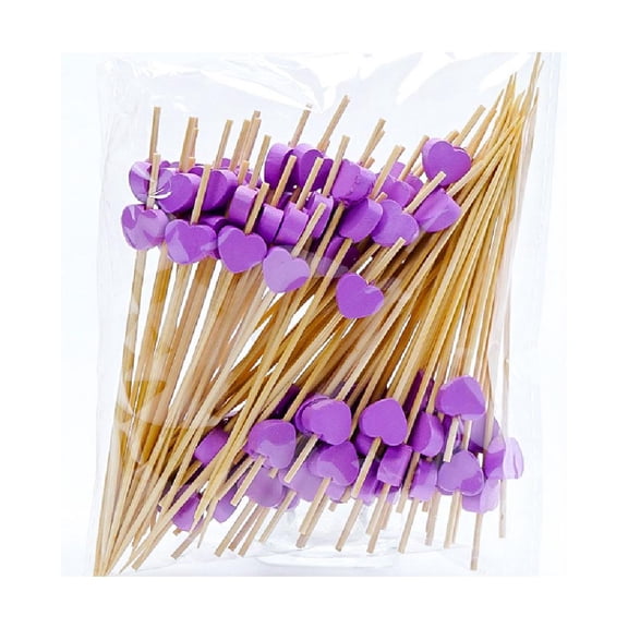 Heart Toothpicks For Appetizers, 100 PCS Bamboo Cocktail Sticks Skewers, Heart For Valentines Bamboo Sticks Cocktail Shape