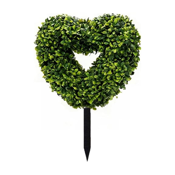 Heart Topiary & Valentine Tree Insert, Faux Heart-Shaped Outdoor Valentines Day Decorations, Artificial Plant for Porch, Yard & Indoor Decor, 14.17 x 14.17 inch
