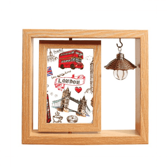 Heart Tower Bus Car UK Hamburger Wooden Rotating Picture Photo Frame 4x6