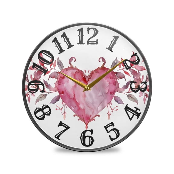 Heart Tramp Stamps Wall Clock 10 Inch Silent Non Ticking Battery Operated Easy to Read for Kitchen Living Room