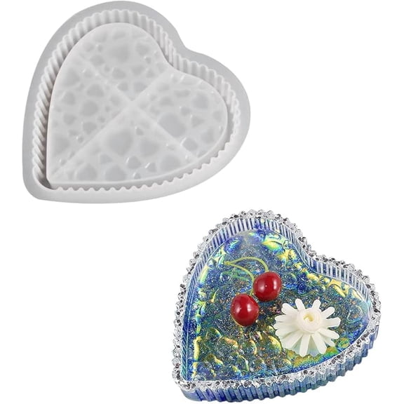 Heart Tray Resin Mold, Jewelry Dish Silicone Molds, Fruit Plate Epoxy Resin Casting Mould Trinket Container Moulds for DIY Candy Soap Key Lipstick Necklace Storage,Home Decoration Craft