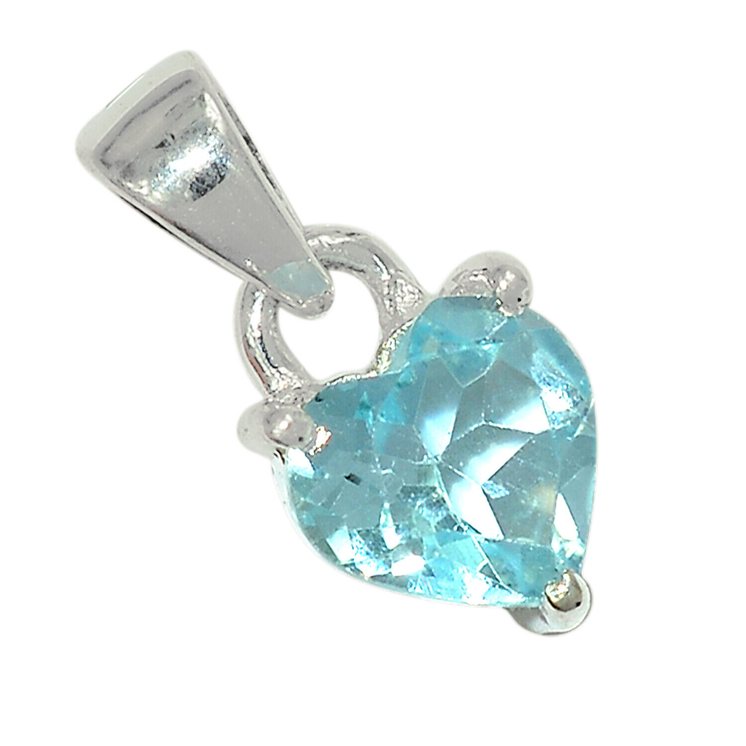 Heart - Treated Blue Topaz 925 Sterling Silver Pendant Jewelry ALLP ...