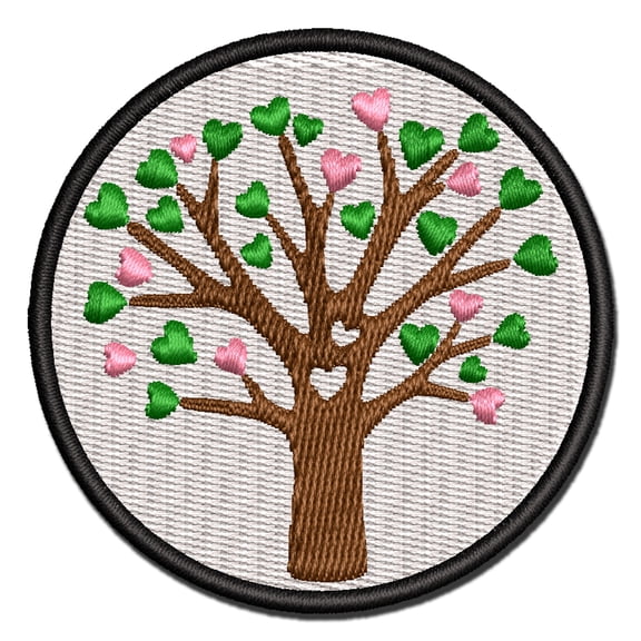 Heart Tree Spring Summer Love Valentine's Day Applique Multi-Color Embroidered Iron-On Patch - 2.0 Inch Mini