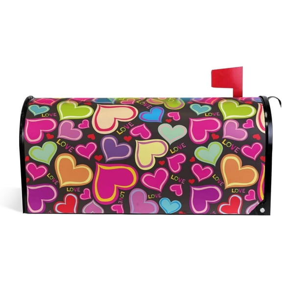 Heart Tree Valentine''s Day Hipster Valentines Rainbow Hearts Magnetic Mailbox Cover MailWraps Garden Yard Home Decor for Outside Oversized-25.5" x20.8"