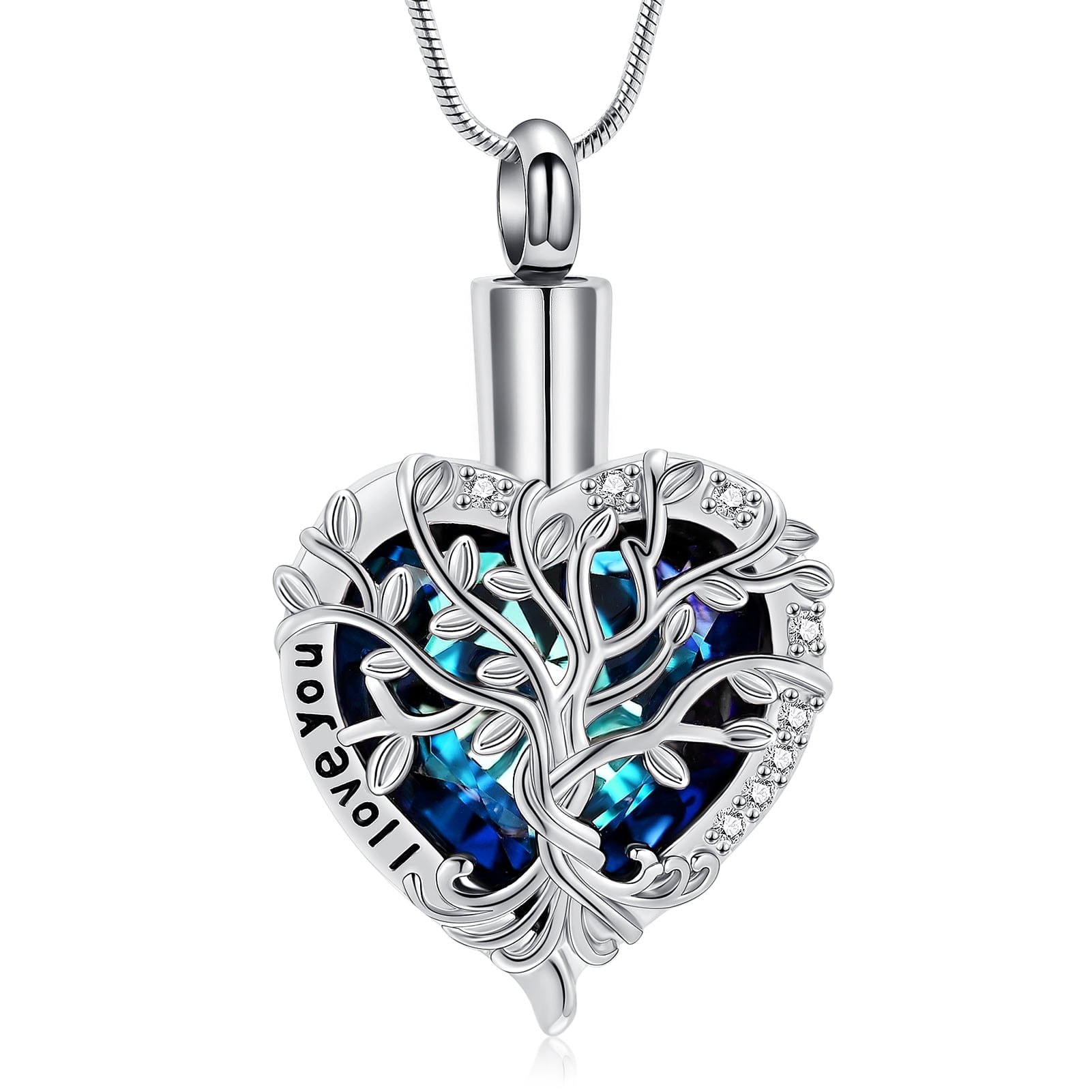 Heart Tree of Life Urn Necklace for Ashes Stainless Steel Cremation ...