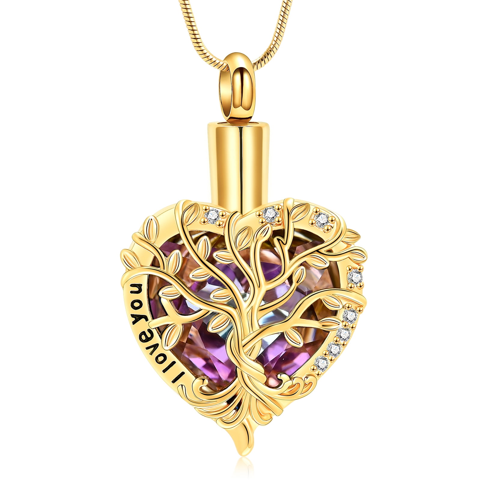 Heart Tree of Life Urn Necklace for Ashes Stainless Steel Cremation ...