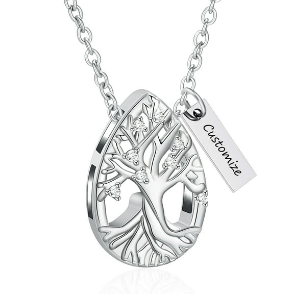 Heart Tree of Life Urn Necklace for Ashes With Birthstones Cremation Jewelry With Funnel Filler Memorial Jewelry Gifts for Women