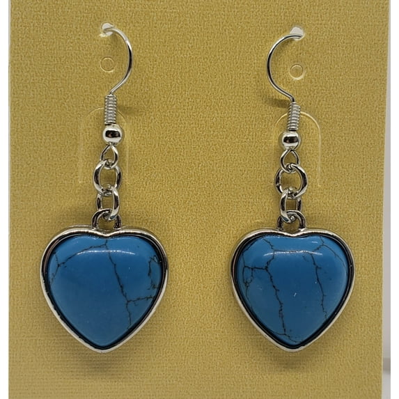 Heart Turquoise Silver Earrings