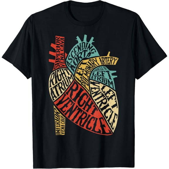 Heart Typography Anatomy Science Biology Biologist Men Women T-Shirt