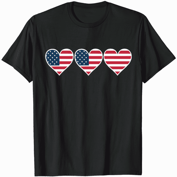 Heart US Flag 4th of July Patriotic American T-Shirt