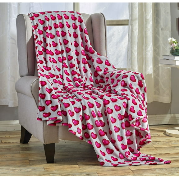 Heart Ultra Plush Throw Blanket Valentine's Day Gift Cozy Home Decor 50" x 60" - Juliette