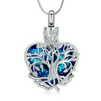 Heart Urn Ashes Necklace for Women Tree of Life Cremation Crystals Ash Pendant Loved One Memorial Jewelry