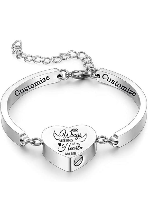 Heart Urn Bracelet for Ashes for Women Men Adjustable Urn Cuff Bracelet for Human Pet Cremation Jewelry