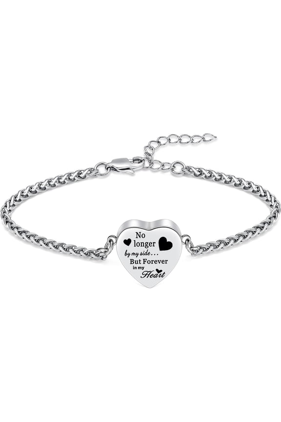Heart Urn Bracelet for Ashes for Women Men Stainless Steel Cremation Jewelry Memorial Link Bangle Keepsake Gift for Human Pet Ash
