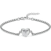 HEARBEINGT Heart Urn Bracelet for Ashes for Women Stainless Steel Urn Cremation Keepsake Adjustable Link Bangle Loved Ones Memorial Jewelry Gift