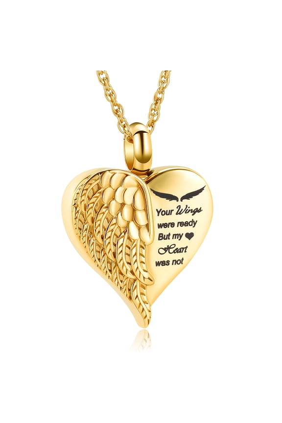 Heart Urn Cremation Jewelry for Ashes Angel Wing Cremation Urn Necklace for Ashes Cherish Memories Cremation Jewelry to Keep Someone Near to You
