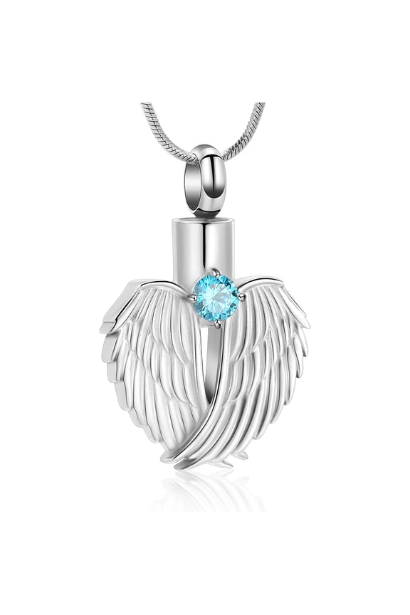 Heart Urn Cremation Jewelry for Ashes with Angel Wing Charm Urn Necklace for Ashes Human / Pet Memorial Keepsake Pendant