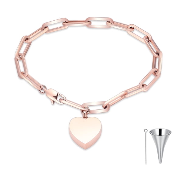 Heart Urn Locket for Ashes Stainless Steel Link Funeral Urn Bracelet for Ashes Holder Memoiral Cremation Jewelry for Ashes