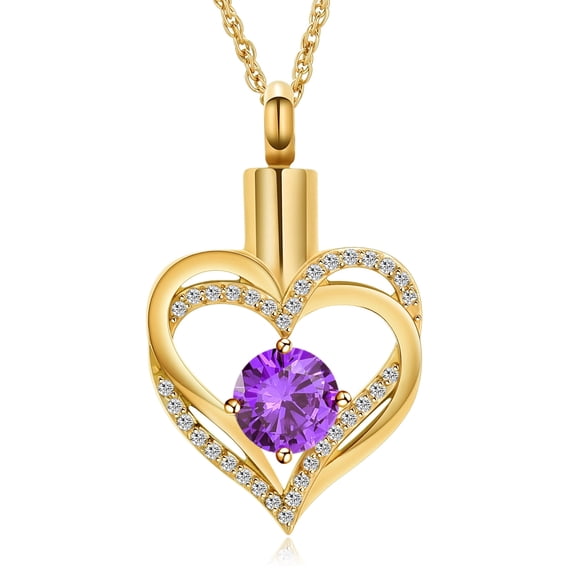 Heart Urn Necklace Cremation Necklace for Ashes Embellished with Simulated Birthstones Fine Keepsake Memorial Jewelry