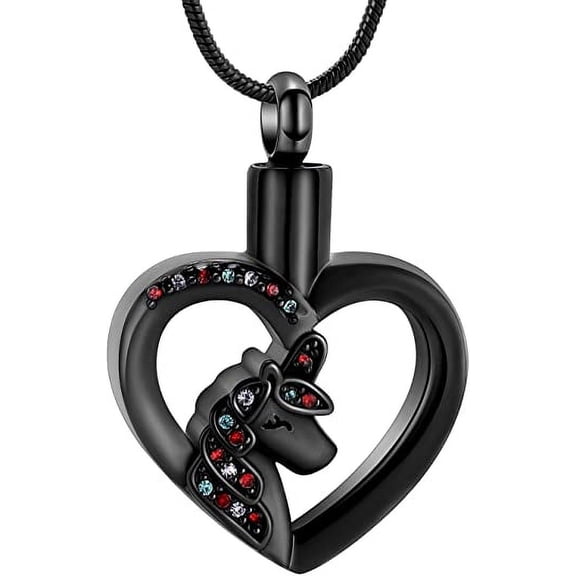 Heart Urn Necklace For Ashes Stainless Steel Unicorn Cremation Jewelry For Women Urn Locket Keepsake Ashes Jewelry