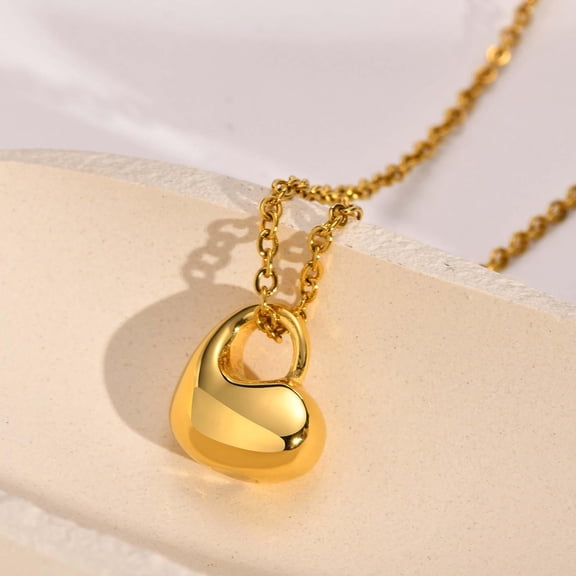 Heart Urn Necklace Stainless Steel Keepsake Decoration Waterproof ,19 Inches Chain, , Golden
