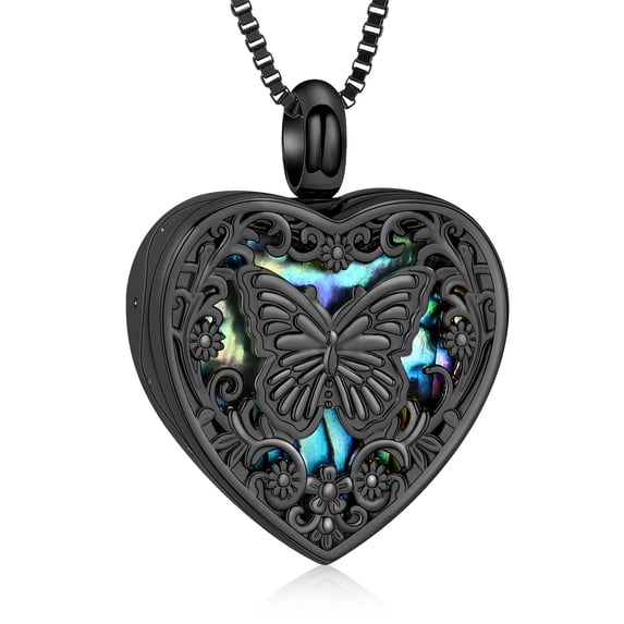 Heart Urn Necklace for Ashes Abalone shell Cremation Jewelry for Women Men Stainless Steel Memorial Pendant Loved Ones Funeral Keepsake Gifts