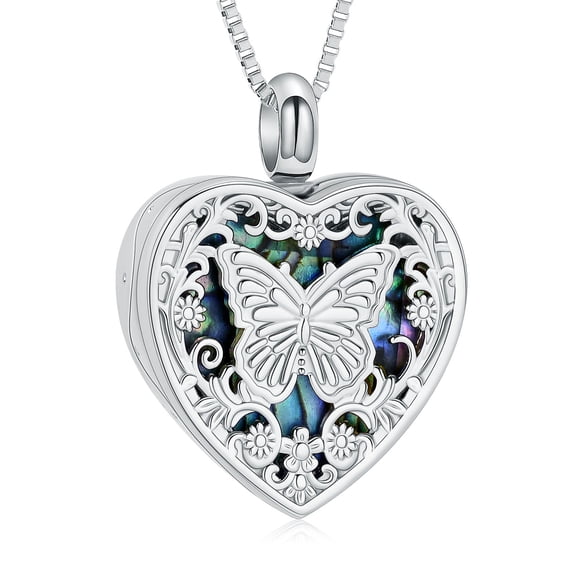 Heart Urn Necklace for Ashes Abalone shell Cremation Jewelry for Women Men Stainless Steel Memorial Pendant Loved Ones Funeral Keepsake Gifts
