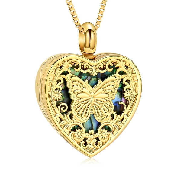 Heart Urn Necklace for Ashes Abalone shell Cremation Jewelry for Women Men Stainless Steel Memorial Pendant Loved Ones Funeral Keepsake Gifts