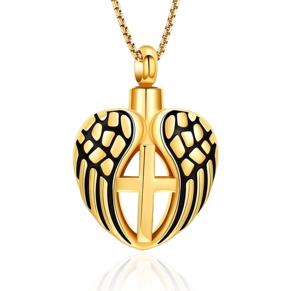 Heart Urn Necklace for Ashes Angel Wing Urn Cremation Keepsake Ashes Memorial Urn Necklace for Women