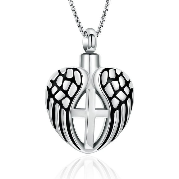 Heart Urn Necklace for Ashes Angel Wing Urn Cremation Keepsake Ashes Memorial Urn Necklace for Women