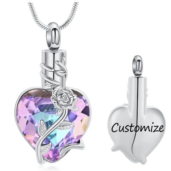 Heart Urn Necklace for Ashes Simulated Birthstone Heart Cremation Jewelry for Women Men Ashes Holder Memorial Lockets Keepsake Gift