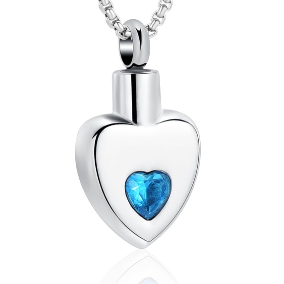 Heart Urn Necklace for Ashes Birthstones Cremation Jewelry for Ashes Heart Crystal Cremation Urn Necklace for Human Pet Ashes Holder