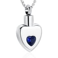 thumbnail image 1 of Heart Urn Necklace for Ashes Birthstones Cremation Jewelry for Ashes Heart Crystal Cremation Urn Necklace for Human Pet Ashes Holder, 1 of 8
