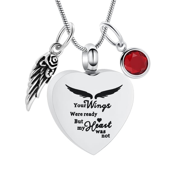 Heart Urn Necklace for Ashes Birthstones Cremation Jewelry for Ashes Stainless Steel Ash Necklace Memorial Ash Holder