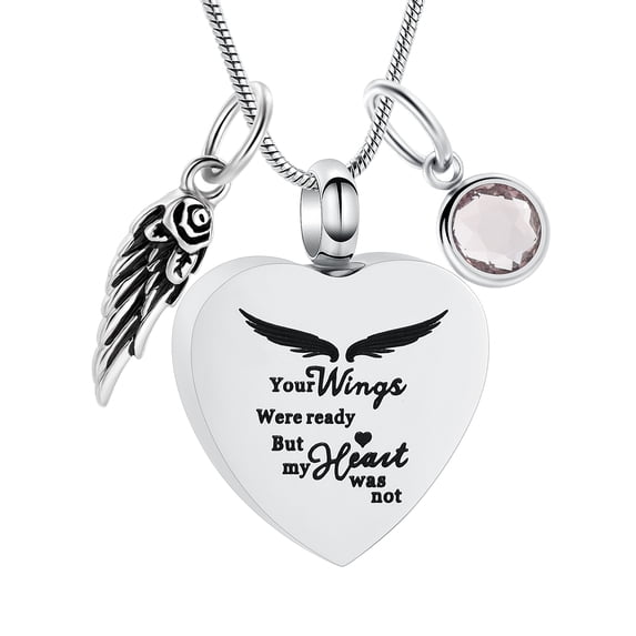 Heart Urn Necklace for Ashes Birthstones Cremation Jewelry for Ashes Stainless Steel Ash Necklace Memorial Ash Holder