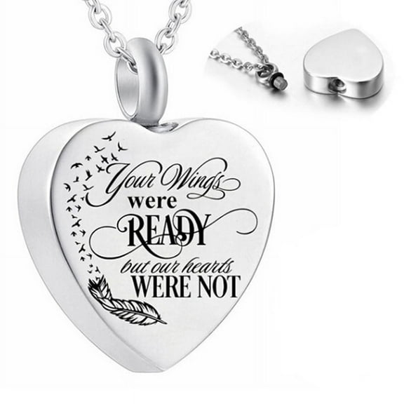 Heart Urn Necklace for Ashes - Cremation Jewelry Keepsake Memorial Pendants Gift