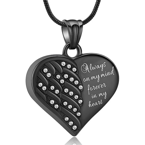 Heart Urn Necklace for Ashes Crystal Angel Wing Urn Locket Urn Necklace for Ashes for Women Jewelry
