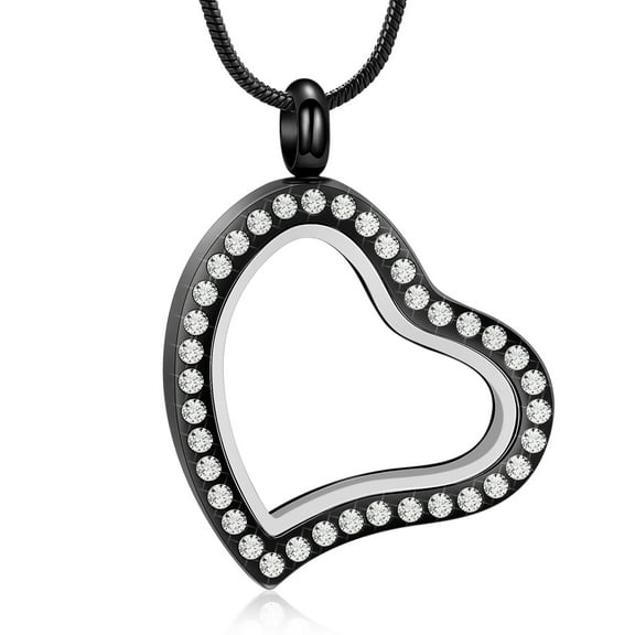 Heart Urn Necklace for Ashes Glass Cremation Jewelry Stainless Steel Ashes Pendant Crystal Keepsake Memorial for Jewelry for Women Men