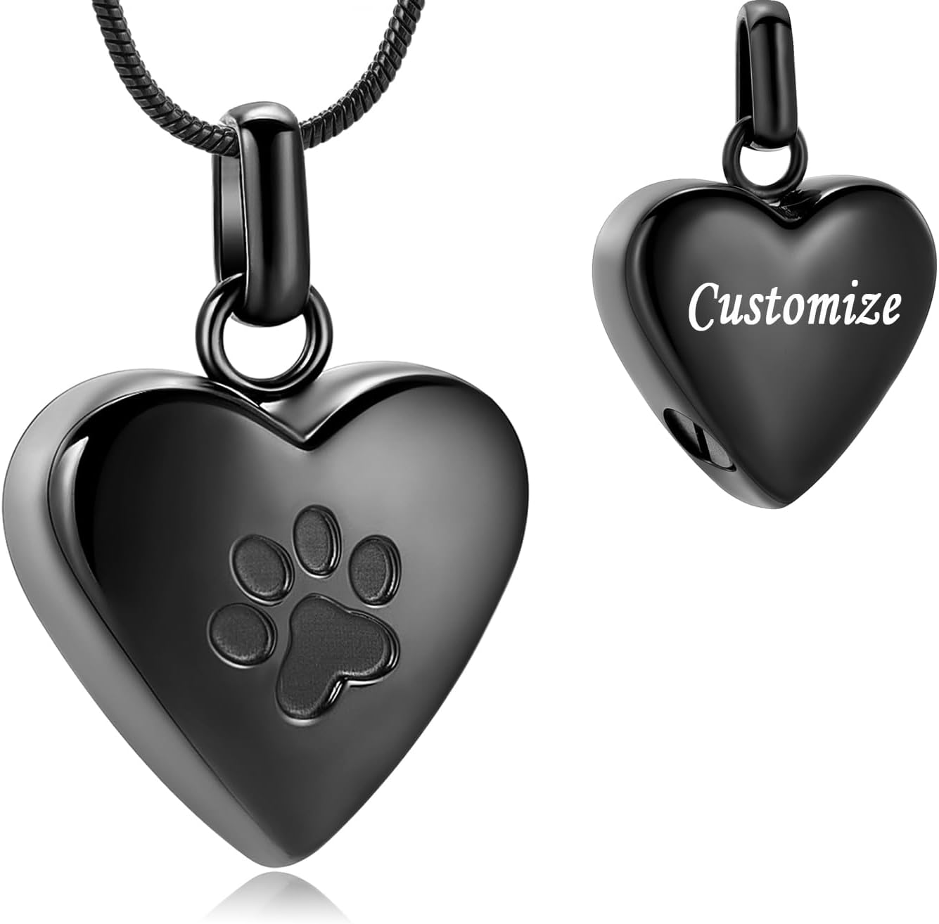 Heart Urn Necklace for Ashes Paw Print Cat / Dog Cremation Jewelry ...