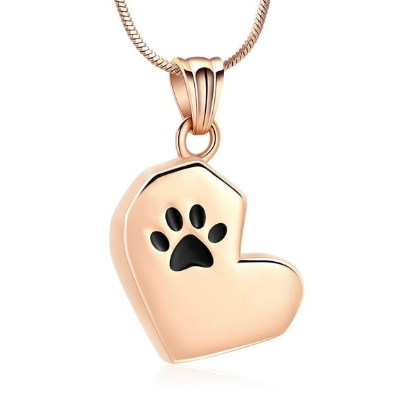 Heart Urn Necklace for Ashes Paw Print Cremation Jewelry Stainless Steel Ashes Pendant for Women Men Memorial Pet Human Ashes Keepsake Jewelry