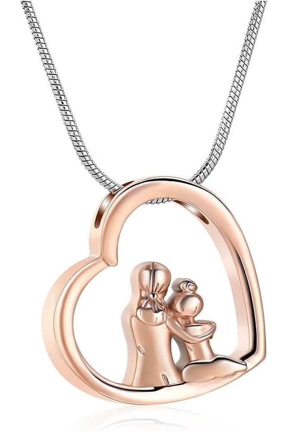 Heart Urn Necklace for Ashes Stainless Steel Cremation Jewelry Memorial Ash Holder Pendant for Father/Mother/Mom/Dad/Lovers/Couple