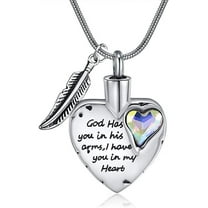 Heart Urn Necklace for Ashes Stainless Steel Cremation Jewelry for Ashes Keepsake Necklaces Angel Wings Mini Keepsake Necklace