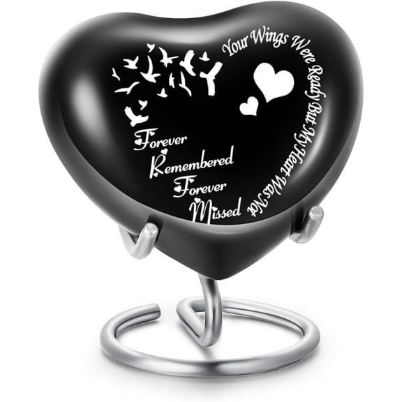 Heart Urns for Human Ashes - Small Urn for Ashes for Male or Female or Pet Ashes - Heart Shaped Keepsake Urns - Holds Small Portion of Remains - Heart Urn with Stand