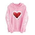 thumbnail image 1 of Heart Valentine Hoodies for Women Long Sleeve Graphic Cute Valentines Day Sweatshirt Holiday Casual Fall Spring Hoodie, 3XL Pink, 1 of 5